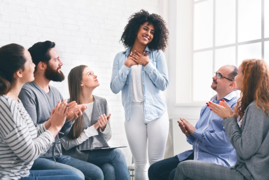 group of people talking